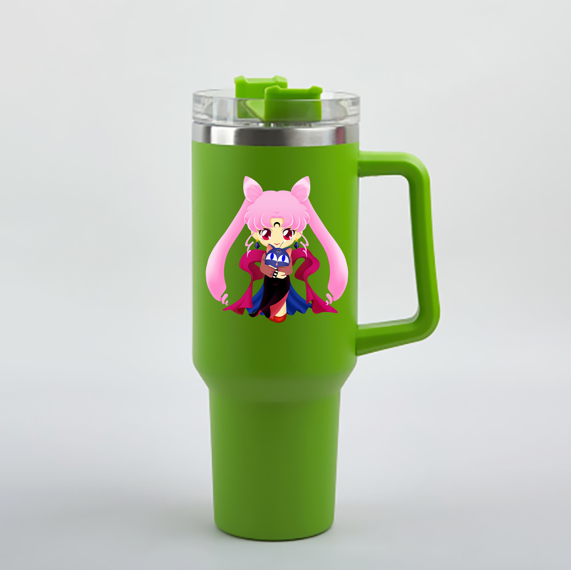 （画像用） 美少女戦士セーラームーン ちびうさ Sailor Moon Chibiusa Tsukino Usagi Small Lady Serenity 1200mL車用タンブラー - クリスタルステッカー（プラスチックストロー付き）